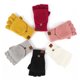 thumbnail image 4 of Guantes de invierno de medio dedo para adultos, cálidos, con forma de diamante, de doble uso, resistentes al frío, de terciopelo grueso, 4 of 5