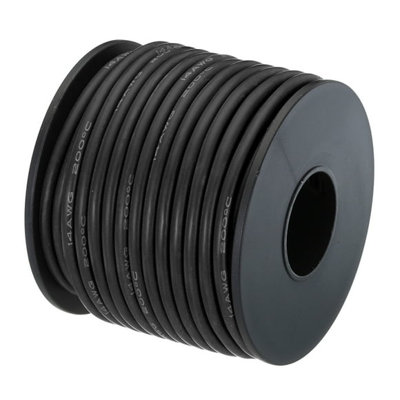 Unique Bargains 14 Gauge Silicone Wire 14AWG Electrical Wire Stranded Tinned Copper High Temp Hookup Spool 49.2ft Black