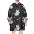 thumbnail image 2 of Wearable Oversized Blanket,Black White Cat Rose Moon Star Pattern Wearable Blanket Hoodie for Adults,Cozy Hooded Blankets with Super Pockets,Super Warm Fuzzy Pullover for Women & Men, 2 of 6
