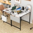 thumbnail image 3 of Costway 32" Meeting Room Desk Set of 2 with Charging Station & Headphone Hook Metal Frame White, 3 of 8