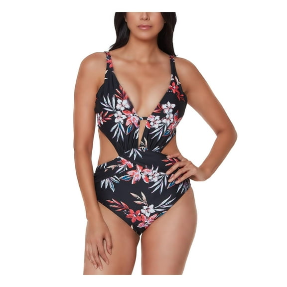 Bar III Womens Floral Tummy Toner One-Piece Swimsuit