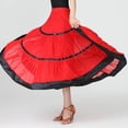 thumbnail image 6 of Color Block Layered Skirts Women Flared Maxi Spanish Traditional Festival Dance Skirt Red XL, 6 of 7