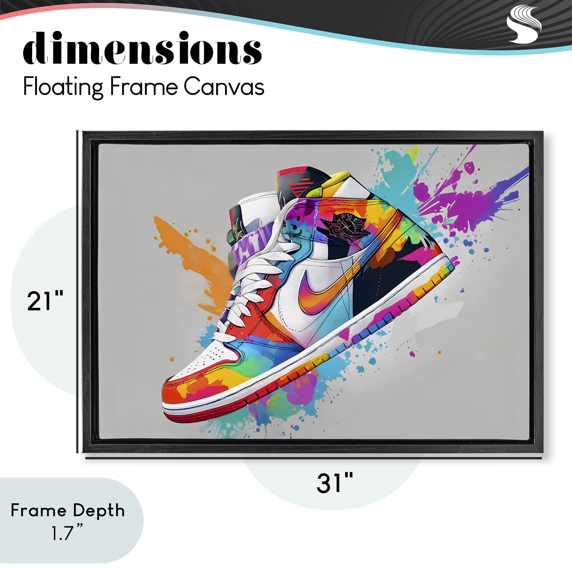 Stupell Industries Hightop Sneaker with Splatter Black Framed Floater Canvas Wall Art, design by Creative Studio