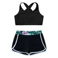 thumbnail image 3 of Manyakai Kids Girls 2Pcs Sports Workout Swimming Outfits Criss Cross Back Tank Top with Athletic Lily 6, 3 of 7