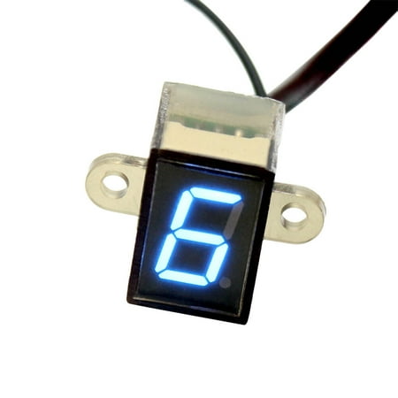 

12V Digital LED Motorcycle 0-6 Gear Indicator Water-resistant Lever Sensor Temperature Resistance - Blue Light (Black)