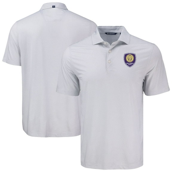 Men's-Cutter & Buck  Gray Orlando City SC Pike Eco Diamond Dot Print Recycled Polo