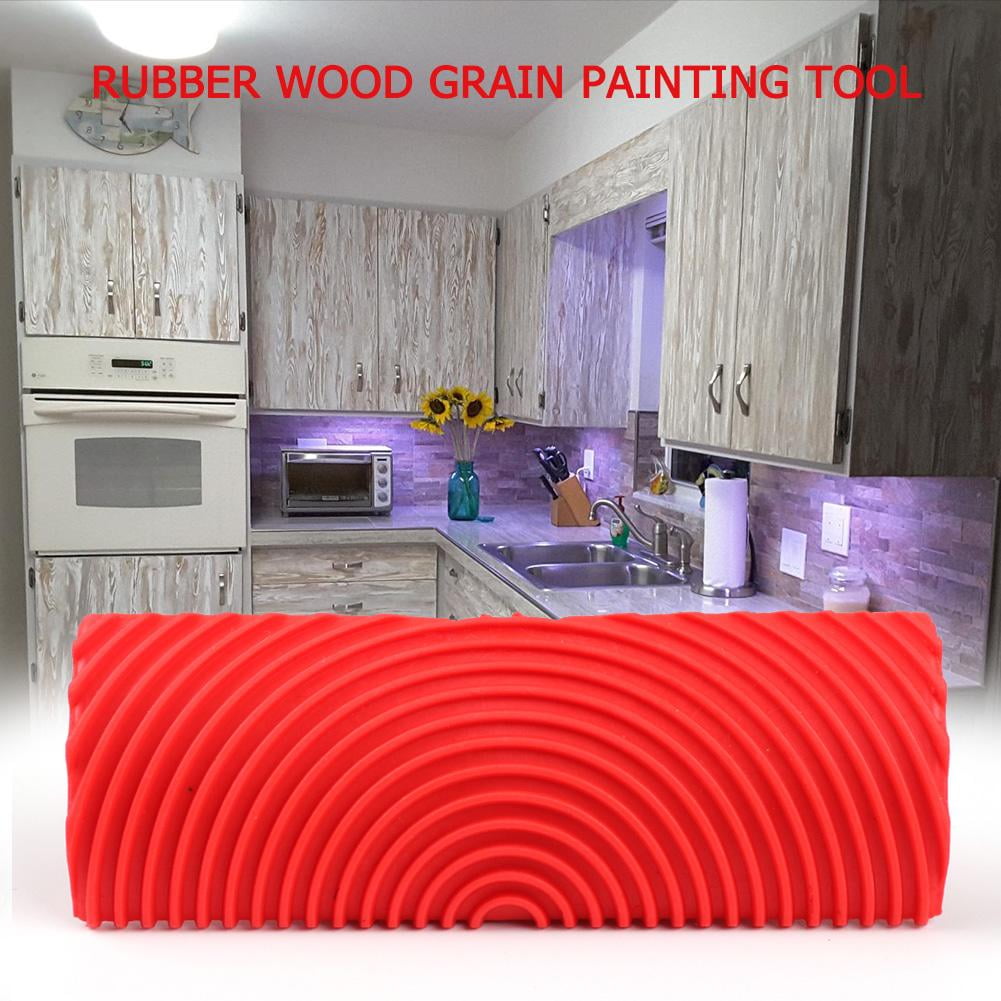 2pcs Rubber Red Cylinder Wood Grain Graining Wall Paint DIY Painting Tools 