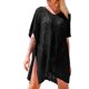 thumbnail image 1 of Txlixc Vestido de bikini para mujer, vestido de playa transparente hueco de manga corta con cuello en V liso Txlixc  Sexy, 1 of 3