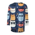 thumbnail image 4 of Cute Cats Tees for Women 3/4 Sleeved Tops Round Neck Tee Shirts Loose Relaxed Fit Tunic Tops Trendy Dressy Blouses Holiday Beach Party Clothes Summer 2025, 4 of 5