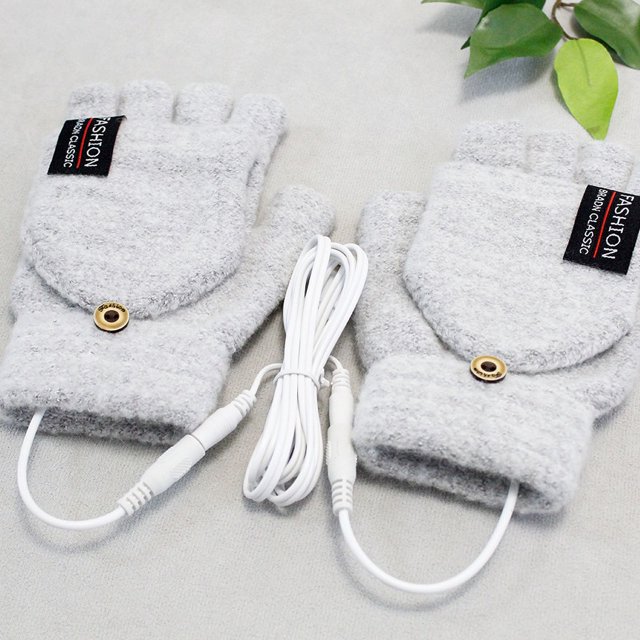 Guantes calefactores con carga USB, guantes de medio dedo con pantalla táctil, guantes de invierno cálidos con tapa para hombres y mujeres