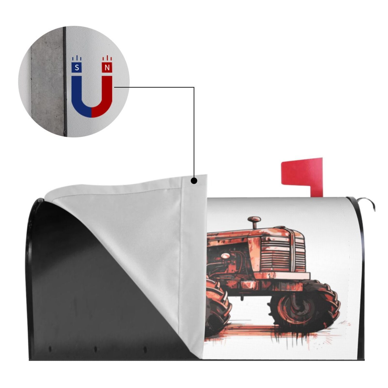 Logiee Farm Tractor Print Post Letter Box Wrap Decor, Mailbox Cover Suitable for Standard Mailbox and Large Size Mailbox,Outdoor Yard Decoration-21x18 in