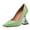 Green, variant on FSJ Women Classic Pointy Toe Crystal Flared High Heel Pumps Closed Toe Slip-On Party Wedding Office Dress Shoes Size 8 Black