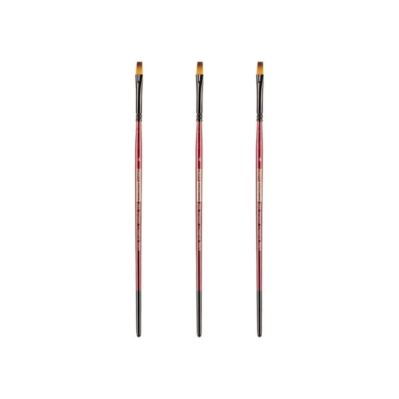 Creative Mark Ebony Splendor Short-Handled Synthetic Sable Paint Brush, Shader # 4, Pack of 3, Teijin Multi-Filament Hair, Handcrafted Synthetic Paint Brushes for Acrylic, Watercolor Painting and More