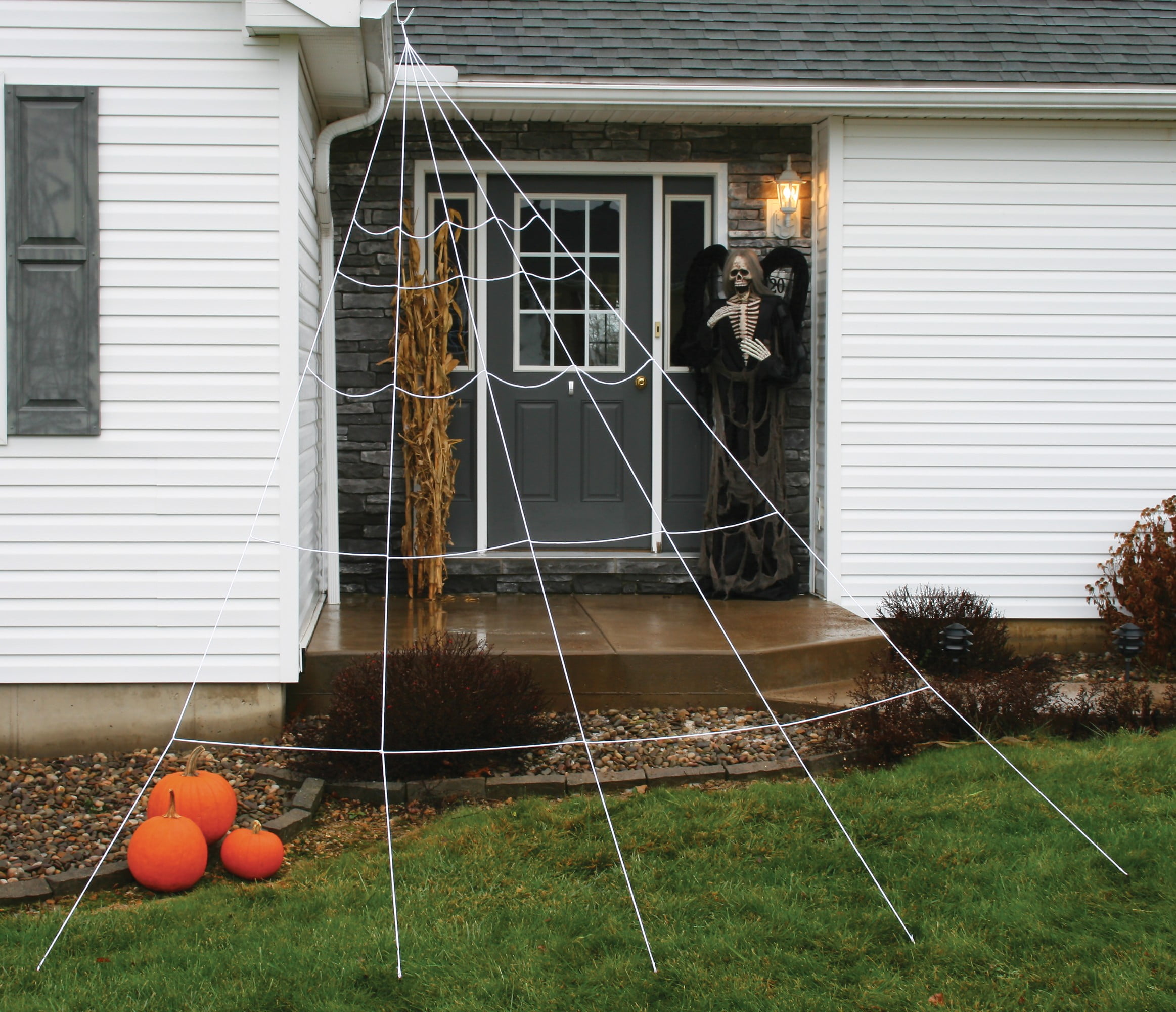 Stretch Spider White Web. PETUOL Halloween Decorations 6.6 Ft 200cm Giant Scary Spider with 9 Ft Round Web Outdoor Decor Yard Decorations Outdoor Yard Fake Hairy Poseable Spider Props 