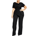 thumbnail image 2 of Cagogo Women Plus Size 2 Piece Set Casual Summer Cruise Outfits Loose Short Sleeve Crew Neck Tops Comfy Pants Matching Lounge Sets Tracksuits Travel Airport Clothes, Black 4XL, 2 of 6