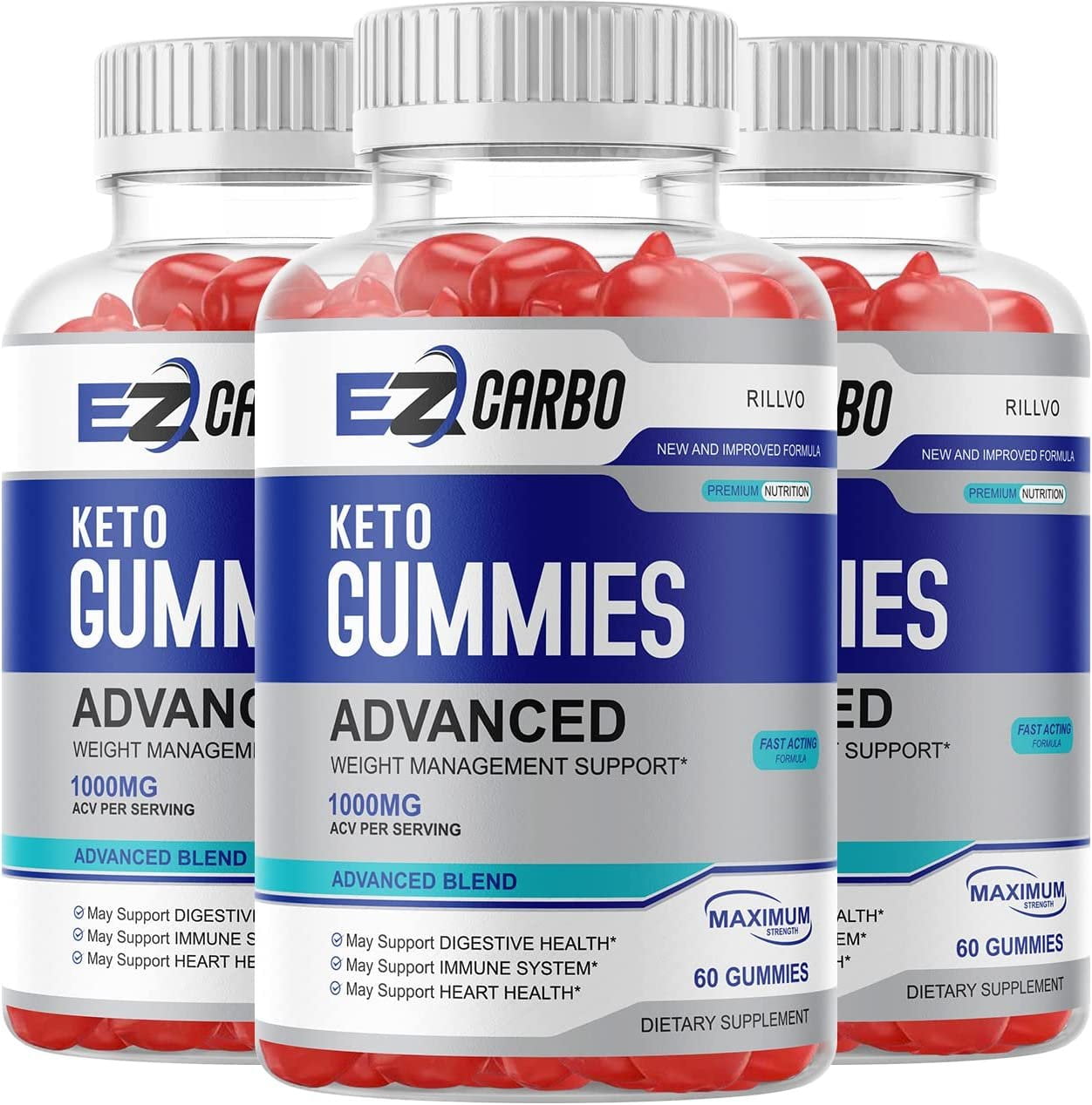 3 Pack EZ Carbo Keto Gummies, EZCarbo Advanced Ketogenic Gummy Formula 180 Gummies