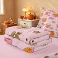 thumbnail image 5 of Homewish Halloween Spooky Animal Zipper Twin Comforter Sets with Fitted Sheet and 2 Pillowcases for Girls, Bow Pumpkin Star Zipper Bedding Set, Pink, Pink Reversible, 5 of 7