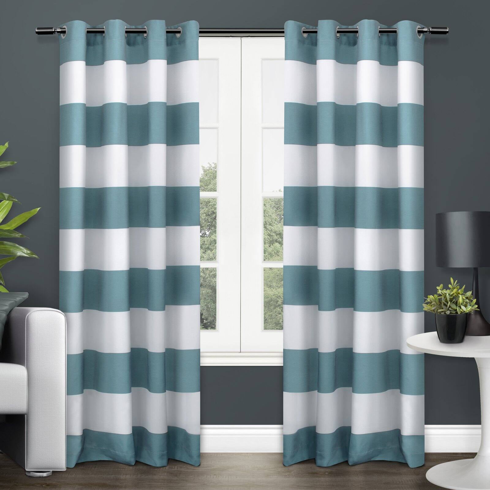 Exclusive Home Curtains 2 Pack Surfside Cabana Stripe Cotton Grommet