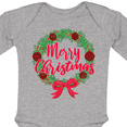 thumbnail image 4 of Inktastic Merry Christmas Wreath with Red Bow and Ornaments Boys or Girls Long Sleeve Baby Bodysuit, 4 of 5