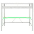 thumbnail image 6 of MODERNLUXE Full Size Loft Bed with Desk and Shelves, Metal Gaming Bed with LED Light and USB Charging, White, 6 of 17