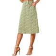 thumbnail image 4 of INSPIRE CHIC Women's A-Line Midi Skirt Floral Print Chiffon Vintage 2024 Summer Skirts M Green White, 4 of 6