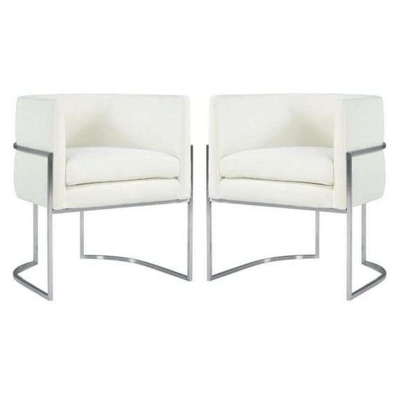 Home Square Giselle 19" Transitional Velvet Dining Chair in Cream - Set of 2
