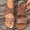 Brown, variant on HAOTAGS Casual Summer Sandals for Women Flat Fish Mouth Spring Summer Roman Sandals White Size 7