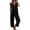AL12-Black, variant on Linen Jumpsuits For Women Cap Sleeve Button Down V Neck Overalls Loose Wide Leg Flowy Beach Daily Rompers With Pockets Pink S