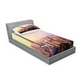 thumbnail image 2 of Ambesonne Landscape Fitted Sheet & Pillow Sham Set, Skyline Taipei Taiwan, Twin, Multicolor, 2 of 2