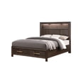 thumbnail image 6 of JERFIT Modern Queen Bedroom Set with LED Headboard, Bluetooth Speakers, USB Ports, 4-Pc Storage Bed, Dresser, Nightstand & Mirror in Walnut Finish, 6 of 10