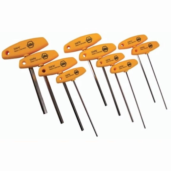 wiha 33492 hex driver t-handle, inch sizes 3/32-3/8, 10 piece