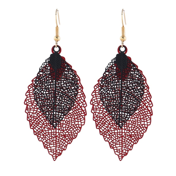 Xihbxyly Pendientes Bohemios de Doble Capa con Hojas Huecas Multicolores, Accesorios para Mujer