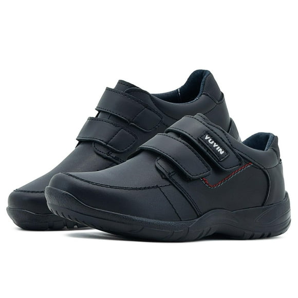 Zapato Escolar Para Niño 100% Piel Antiderrapante Con Velcro negro 22.5