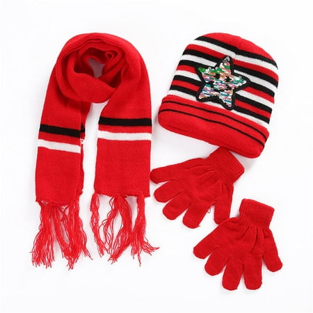 Ymiko 4colors Paillette Star Winter Warm Hat Scarf Glove Set For 6 Months To 4 Years Old Children Children Gloves Scarf Ymiko 4colors Paillette Star Winter Warm Hat Scarf Glove Set For 6 Months To 4 Years Old Children Children Gloves Scarf