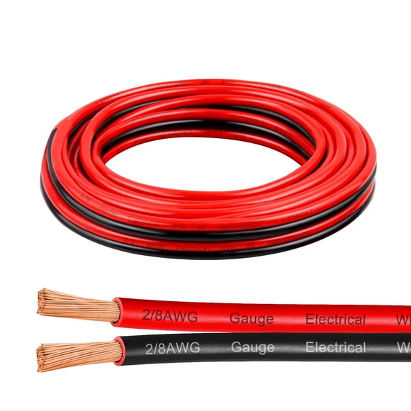 8 Gauge Wire 5 Feet, 8/2 AWG Pure Copper Wire, 8AWG 2 Conductors Red Black Oxygen Free Stranded Low Voltage Wire for Solar Panel, Automotive, Audio A