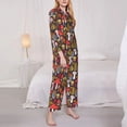 thumbnail image 2 of KLL Mushrooms And Leaves Print Women's Long Sleeve Pajamas with Pants Sleepwear Loungewear 2 Set-Small, 2 of 8