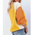 thumbnail image 3 of Sudadera de lana difusa con cuello redondo para mujer, informal, de moda, con manga larga abombada, color block, Tops amarillo S, 3 of 6