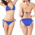 thumbnail image 2 of Ecqkame Women's Bikini Set Two Piece Push Up Bathing Suit Solid Color Swimsuit Swimwear Blue M on Clearance, 2 of 6