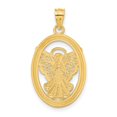 thumbnail image 4 of 14k Yellow Gold Solid Textured Polished Open back and Rhodium Believe Peace Faith Hope Religious Guardian Angel Pendant, 4 of 4