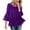 Purple, variant on Women Dressy Sparkly Tops 3/4 Sleeve Ruffles Elegant Evening Flowy Blouse Fashion Outfits Fall Clothes Basic Casual Winter Clothing
