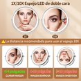 thumbnail image 4 of Espejo para Maquillaje con Luz 8 Pulgadas,10X/1X Aumento,3 Modos de Luz LED,Carga Tipo-C,Espejo Tocador de Altura y 360°Giratorio,Base Antideslizante,Ideal para Regalo Mujer-Incluye Paño de Limpieza, 4 of 8