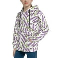thumbnail image 2 of Uemuo Lavender Flowers Pattern Hooded Sweatshirt for Youth Pullover with Kangaroo Pocket Trendy youth sweatshirt Casual Hoodie for Boys and Girls-Medium, 2 of 6
