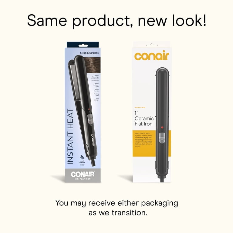 Conair Instant Heat 1" Flat Iron, Fast Heat-Up, Ceramic-Coated Plates with  Floating Plate