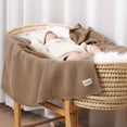 thumbnail image 3 of YIXPOH Organic Ribbed Baby Swaddle Blanket - 100% Soft Cotton Knit for Boys Girls Stroller Cuddle Blanket for Newborns Khaki, 3 of 8