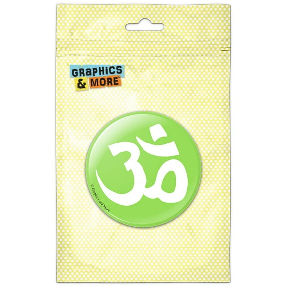 Om Aum Yoga White on Green Pinback Button Pin Badge