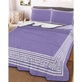 thumbnail image 2 of Quilts Twin XL Size, Purple Geometric Soft Comforter Bedding Set for Bed, White Greek Key Design Abstract Modern Art Lightweight Quilted Bedspread with Pillow Cover(2 Pieces), 68x98 Inch, 2 of 6