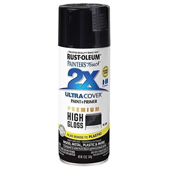 Rust-Oleum Painter's Touch 2X Ultra Cover High-Gloss Black Paint Primer Spray Paint 12 oz