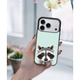 thumbnail image 5 of WIRESTER Shockproof Soft Rubber Cover Case for Apple iPhone 17 Pro 6.3" 2025, Raccoon On Aero Blue Background, 5 of 5
