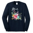 thumbnail image 2 of Wild Bobby, Cute Hearts and Flowers Blessed, Inspirational/Christian, Men Long Sleeve Shirt, Navy, Small, 2 of 3