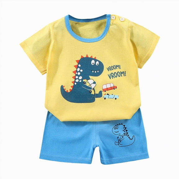 UAYOTSE Toddler Baby Boy Girl Outfit Short Sleeve Tops Pants Clothes Set Boys 2PCS,Sizes 12-18 Months